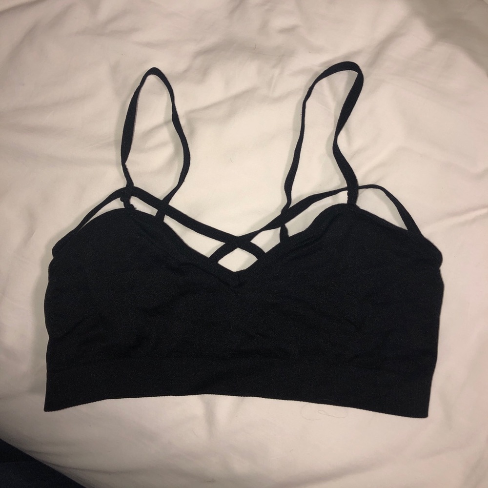 Black Bandeau Bra Strappy